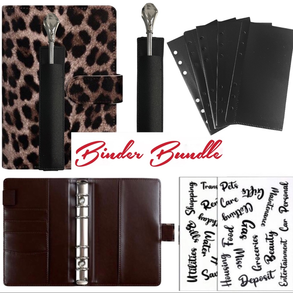 CASH ENVELOPE STUFFING METHOD, BROWN ANIMAL PRINT A6 Binder BUNDLE